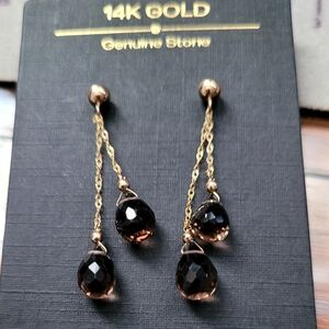 14K Yellow Gold Smoky Topaz Drop Earrings